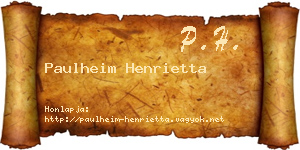 Paulheim Henrietta névjegykártya